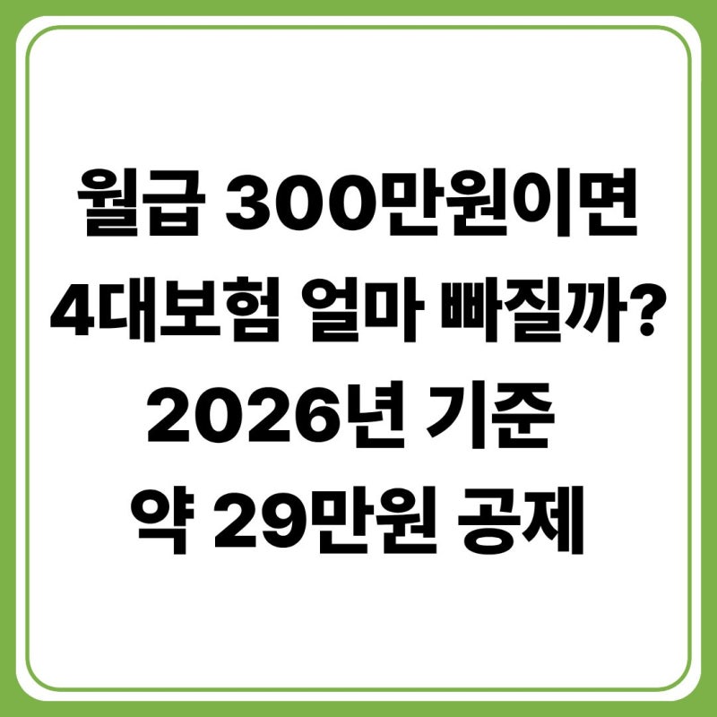 2026년 4대보험 계산기 월급 300만원 실수령액 얼마일까?