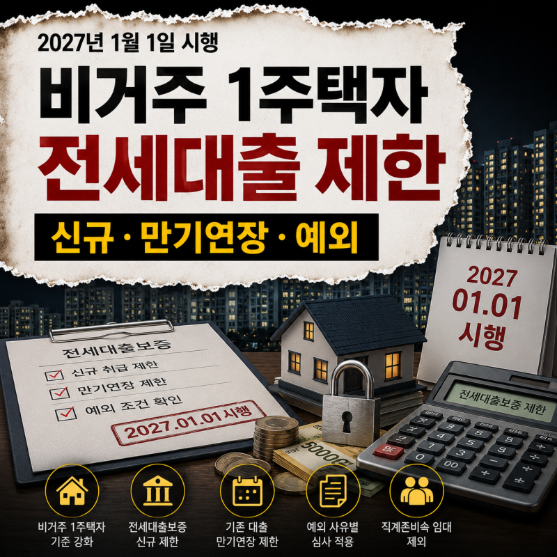 비거주 1주택자 전세대출 제한 | 2027년 만기연장도 막힐까?