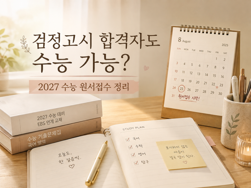 검정고시 합격자도 수능 볼 수 있을까요? 2027 수능 원서접수 기간·방법 정리