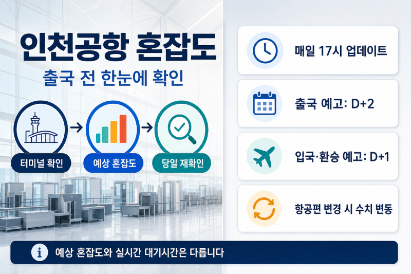 인천공항 시간대별 혼잡도 확인 방법｜제1·제2터미널 출국 전 체크