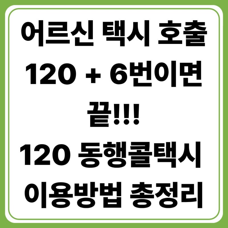 120 동행콜택시 이용방법 총정리(+어르신 택시 호출은 120 + 6번이면 끝)