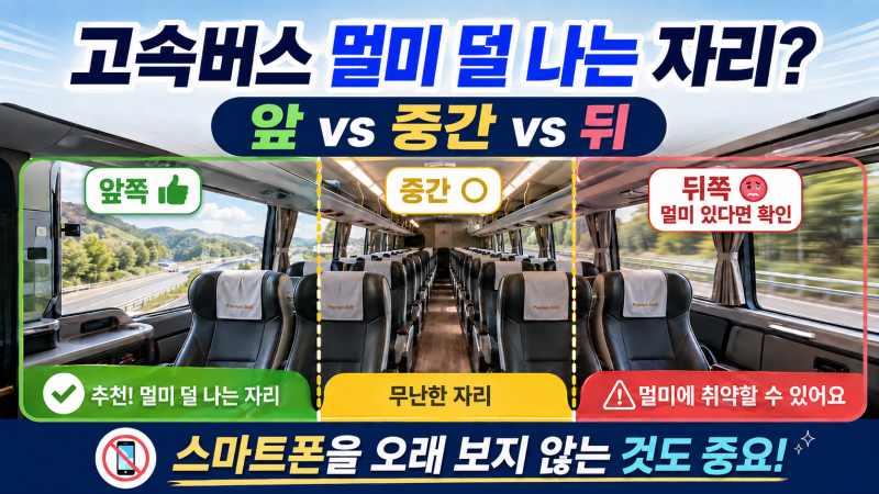 고속버스 멀미 덜 나는 자리 어디? 앞·중간·뒤 좌석 비교
