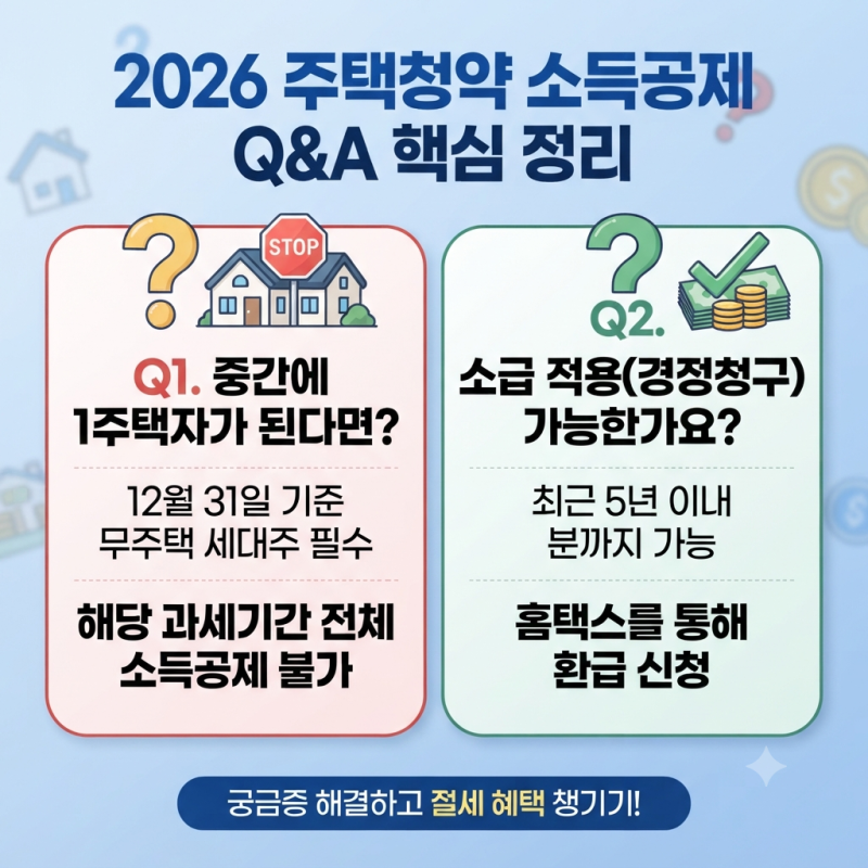 2026 주택청약 소득공제 조건 변경 | 월 납입금 한도 300만 원 및 신청방법 총정리