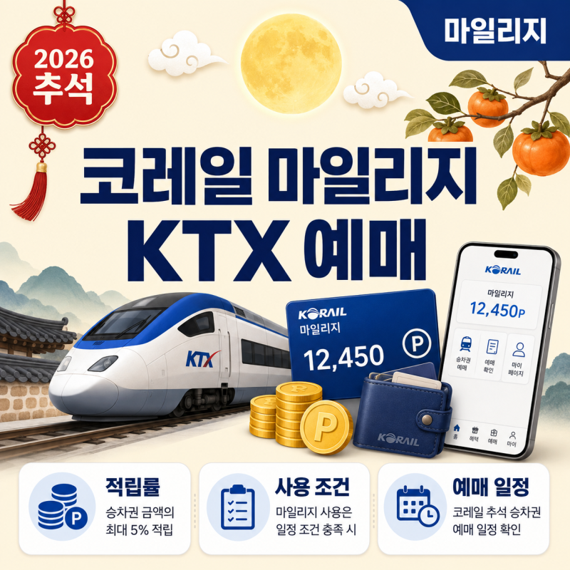 2026 추석 코레일 마일리지로 KTX 예매하는 법 적립률 사용 조건 예매일정