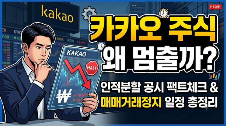 "<b>카카오</b> 주식 왜 멈출까?" <b>인적분할</b> 공시 팩트체크 & 매매거래정지 ....