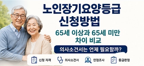 노인장기요양등급 신청방법 65세 이상과 65세 미만 차이 비교, 의사소견서는 언제 필요할까