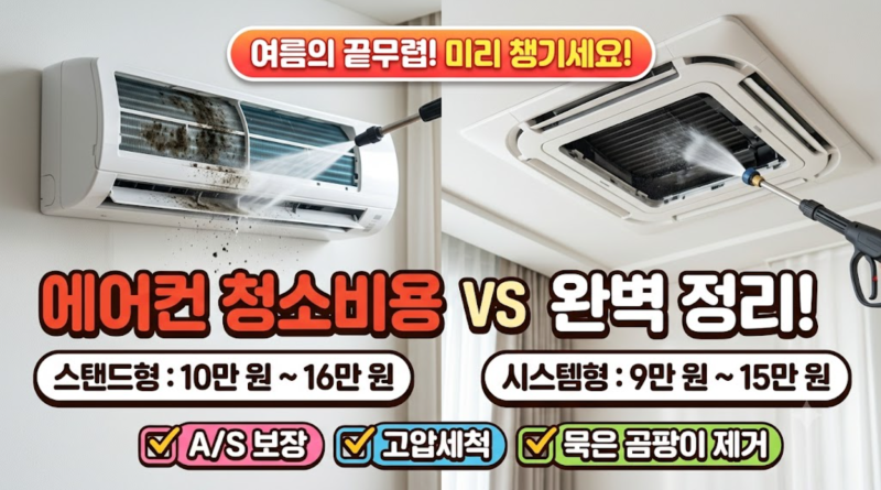 에어컨 청소 비용 완벽 정리: 스탠드형 vs 시스템 에어컨 유형별 가격 및 업체 선정 꿀팁