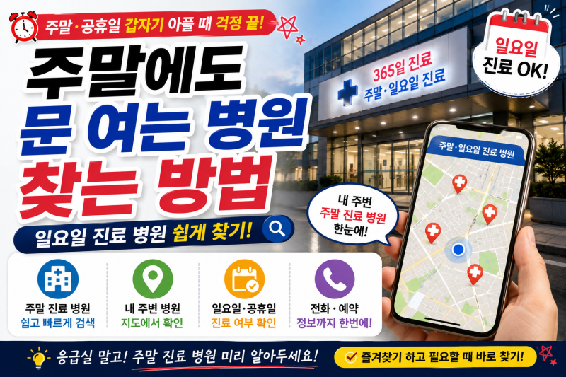 주말에도 문 여는 병원 찾는 방법｜일요일 진료 병원 쉽게 찾기