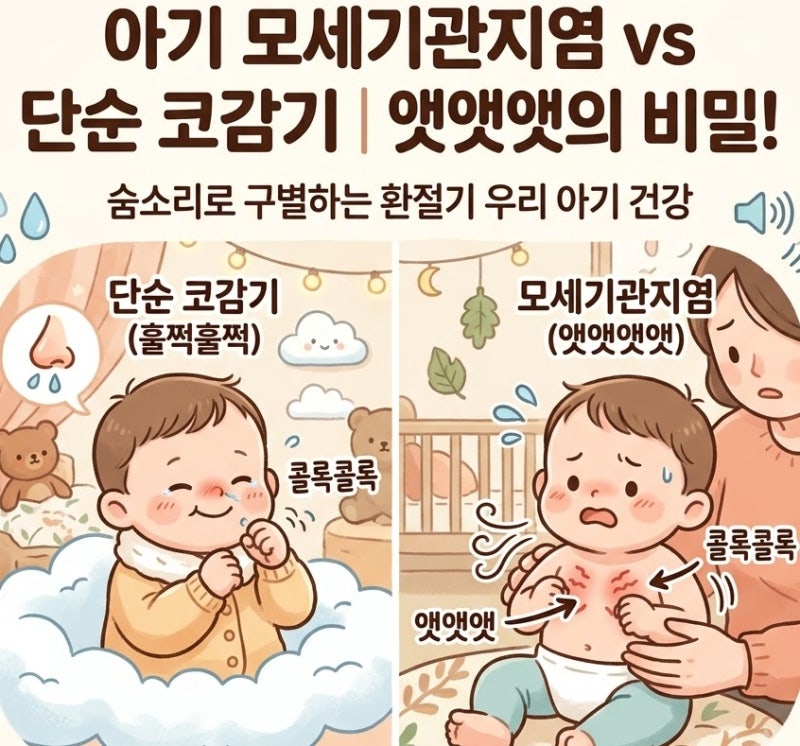 아기 모세기관지염 단순 코감기와 완벽하게 구별하는 쌕쌕거림의 비밀