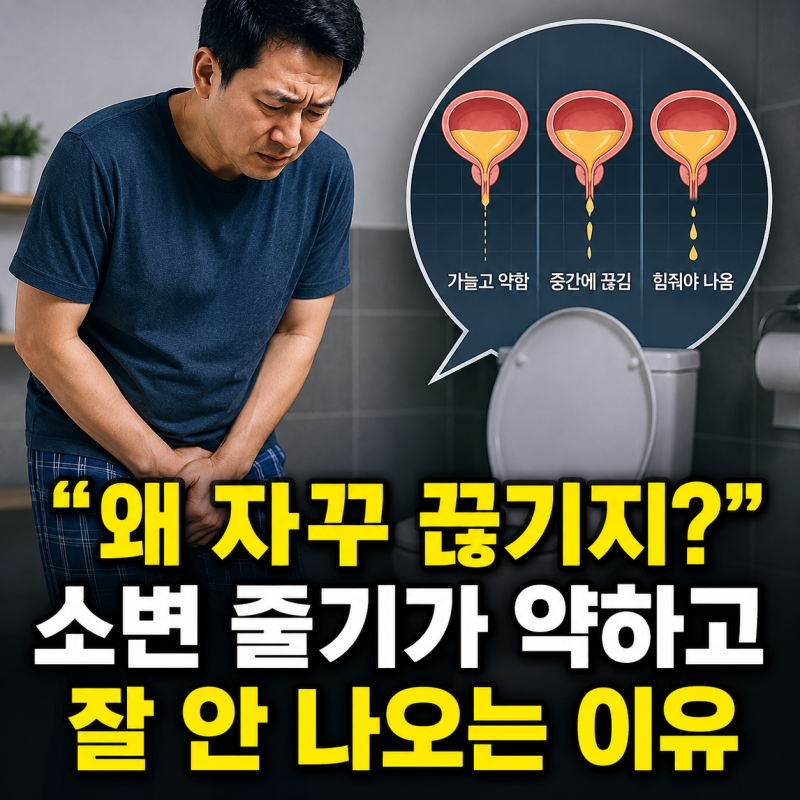 소변이 잘 안 나오는 이유 줄기가 약하고 중간에 끊긴다면 이 증상 의심