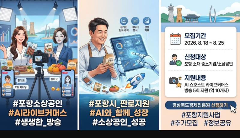 포항 소상공인 지원사업, AI 라이브커머스 방송 지원! 8월 25일까지