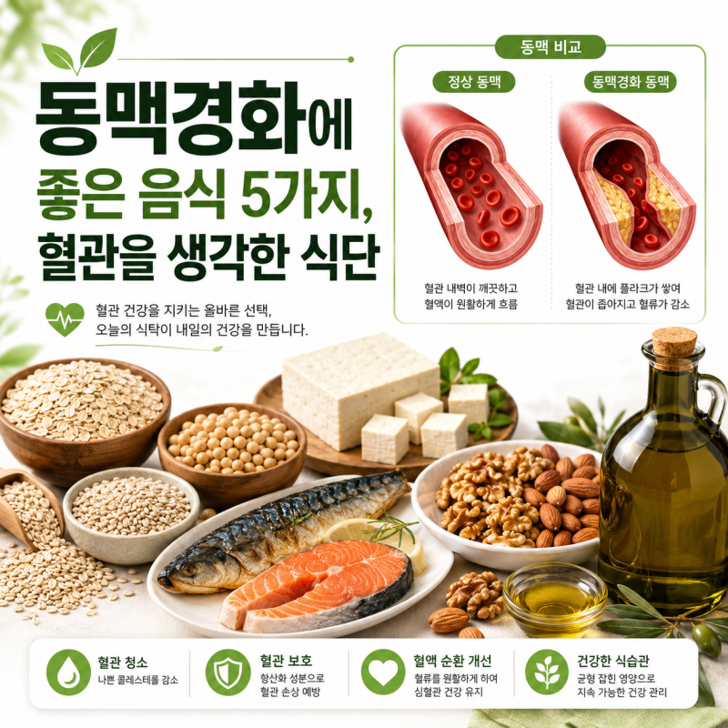동맥경화에 좋은 음식 5가지, 혈관을 생각한 식단