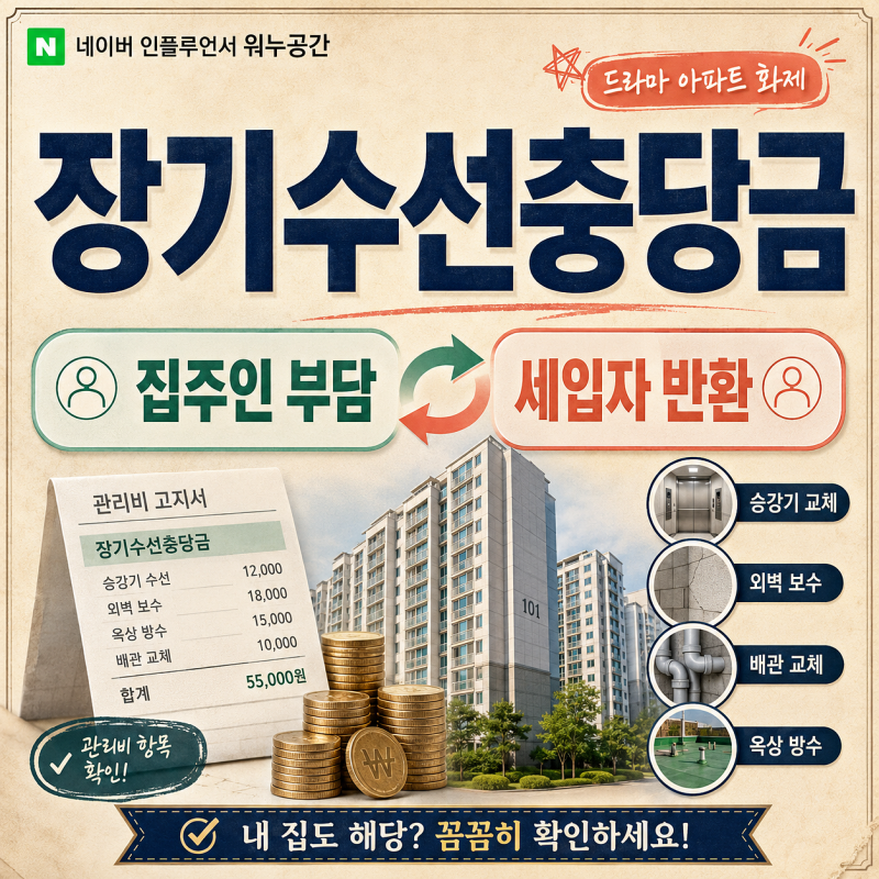 아파트 장기수선충당금 누가 내나? 집주인·세입자 부담 기준과 반환방법