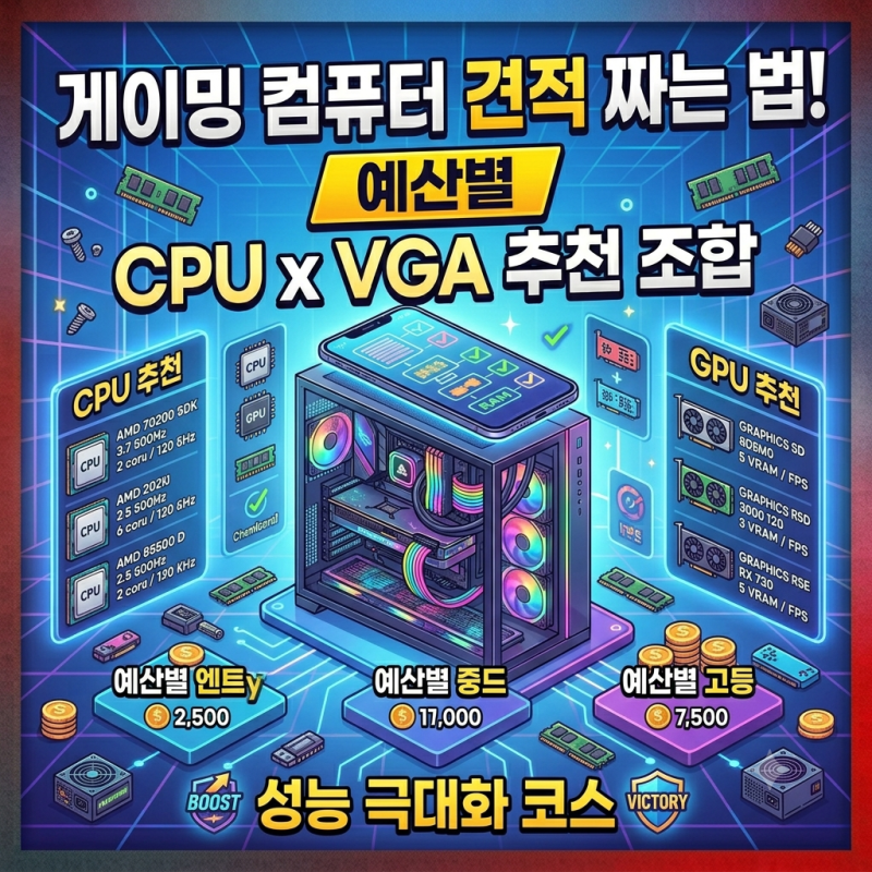 게이밍 컴퓨터 견적 짜는 법! 예산별 CPU VGA 추천 조합