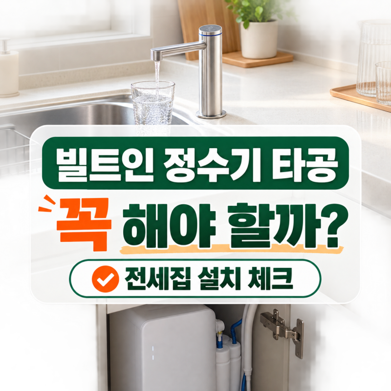 빌트인 정수기 설치 타공 꼭 해야 할까? 전세집 설치 전 확인사항