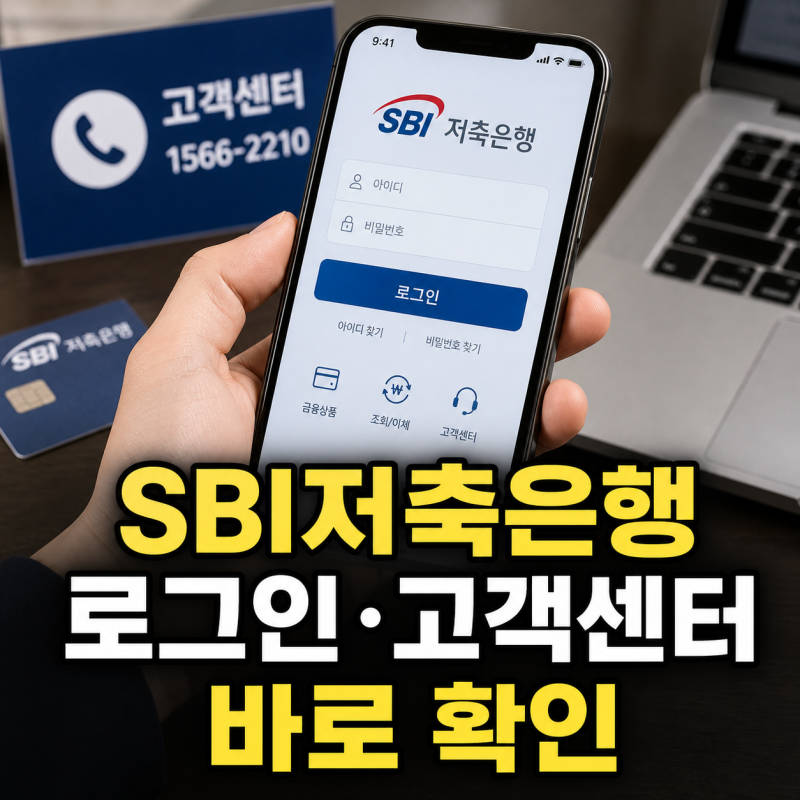 SBI저축은행 홈페이지 바로가기와 로그인 고객센터 전화번호