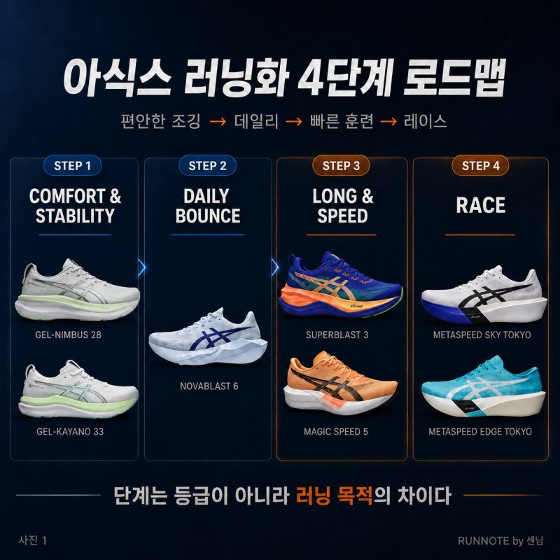 아식스 러닝화 추천, 입문부터 레이싱까지 4단계로 정리했다