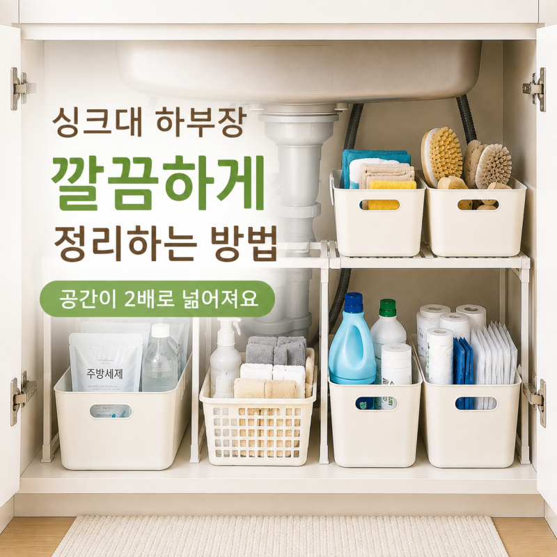 싱크대 하부장 깔끔하게 정리하는 방법, 쌓아두던 물건 싹 바꿨더니 달라졌다