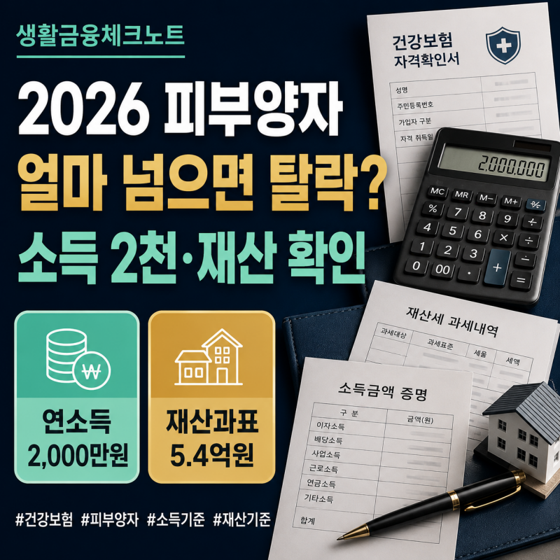 2026 건강보험 피부양자 소득·재산 기준, 얼마 넘으면 지역가입자로 바뀔까?