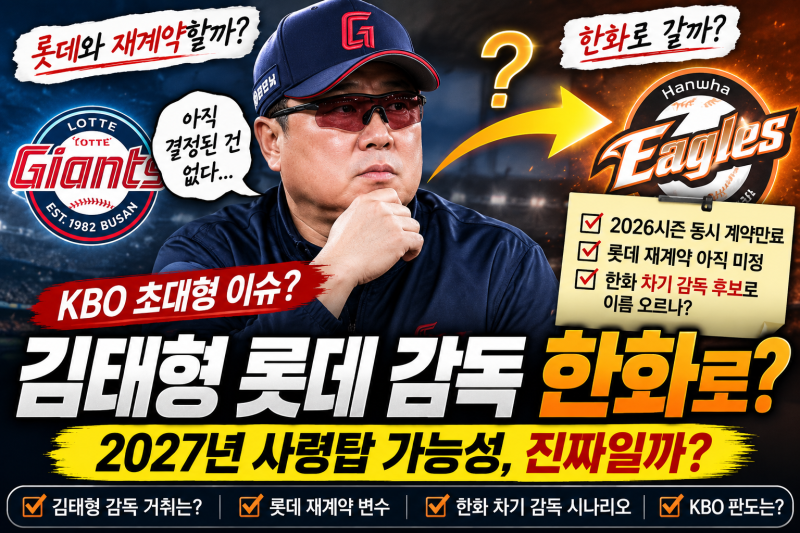 김태형 롯데 감독, 한화로 갈까? 2027년 사령탑 가능성은
