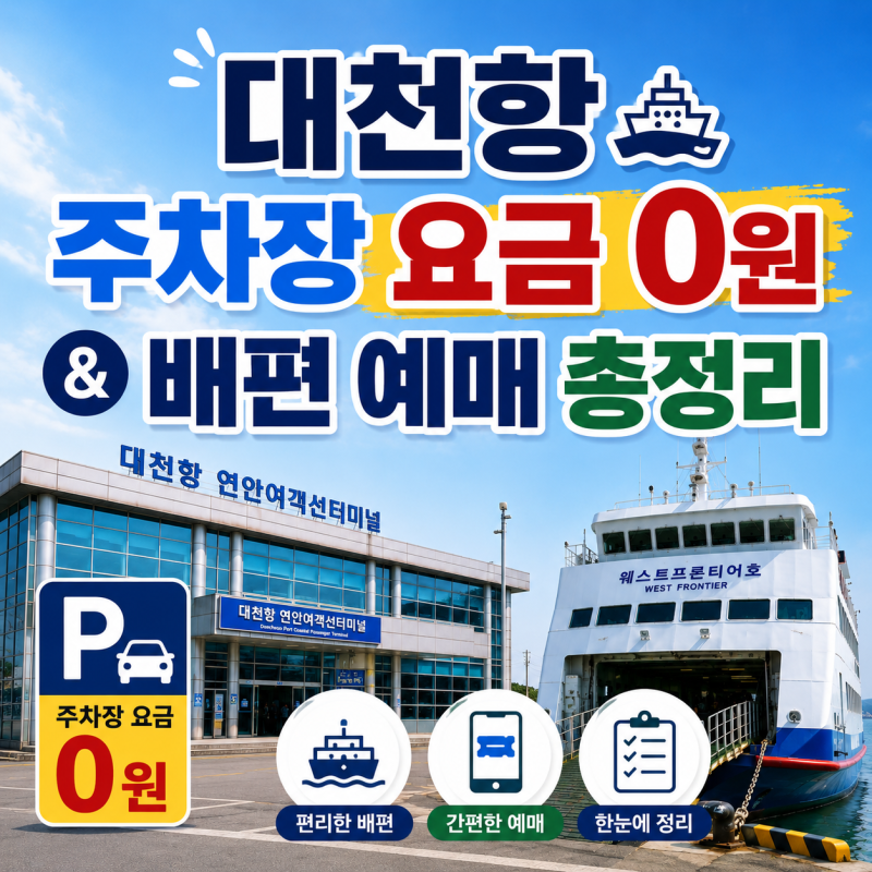 "주차비가 진짜 0원?" 대천항 연안여객선터미널 주차장 꿀팁과 배편 예매법