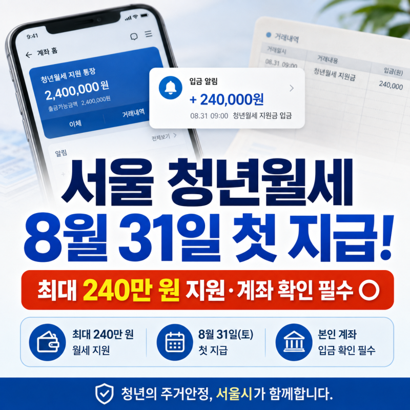 서울 청년월세 선정됐는데 언제 입금? 2026 첫 지급방식 완벽 정리