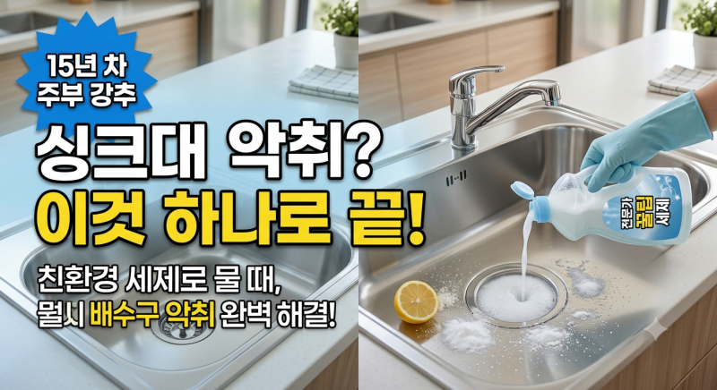 주방 싱크대 청소법, 물때부터 배수구 악취까지 완벽하게 제거하는 스케일링 솔루션