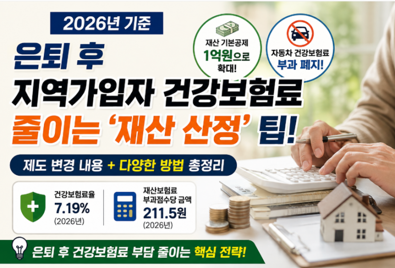 은퇴 후 지역가입자 건강보험료 줄이는 다양한 방법( 2026년 기준)