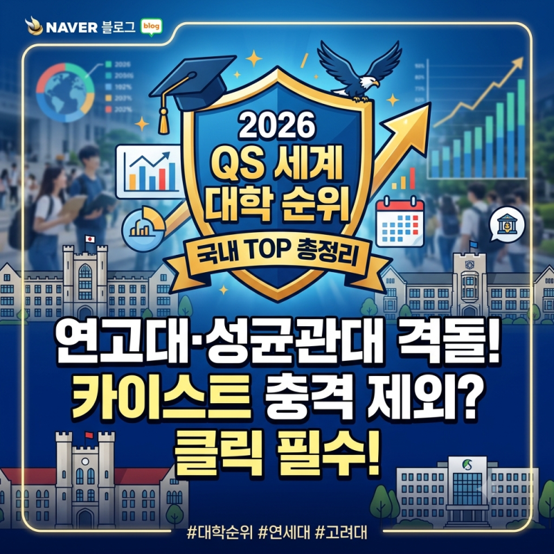 2026 QS 세계 대학 순위 국내 TOP 총정리 | 연고대·성균관대 순위 변동과 카이스트 변수 분석