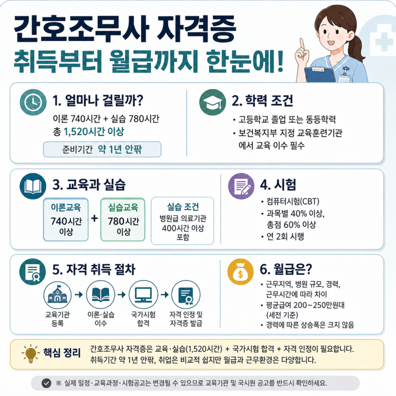 간호조무사 자격증 따려면 얼마나 걸릴까? 조건부터 교육·실습·시험까지