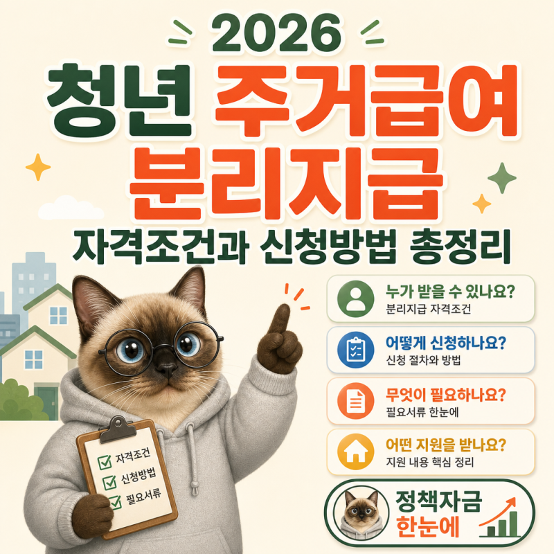2026 청년 주거급여 분리지급 자격조건과 신청방법 총정리