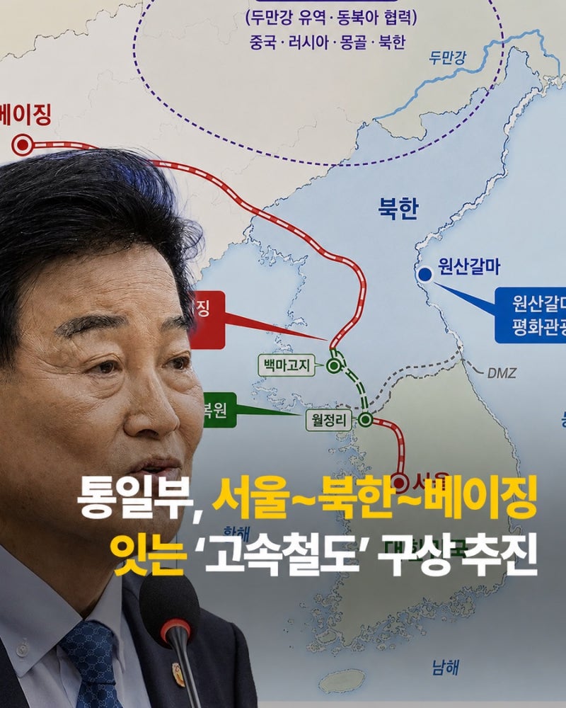 통일부 정동영 2029년도까지 서울>북한>베이징 고속철도 만들 거다?