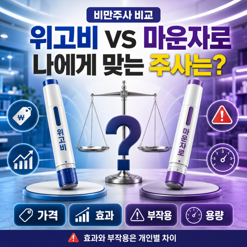 위고비 마운자로 차이 총정리, 가격·효과·부작용·용량 비교하면?