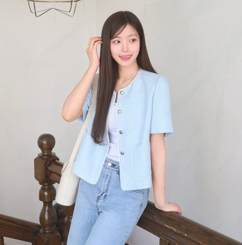 로엠 RMJKG25R99 올데이 칼라리스 트위드 반팔 자켓 여름 크롭 여성반팔자켓 사용 후기
