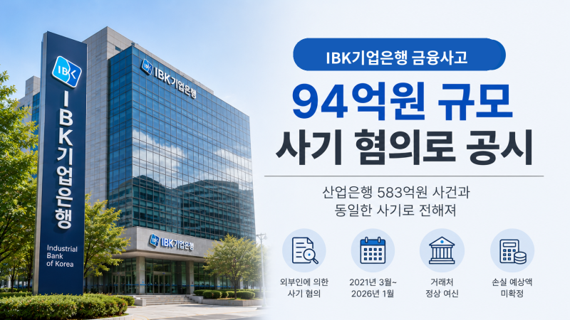 기업은행서 94억 금융사고…알고 보니 ‘583억 사건’과 같은 건이었다