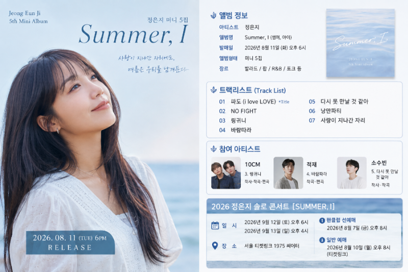 정은지 썸머, 아이 컴백 | 트랙리스트·발매일·콘서트 총정리
