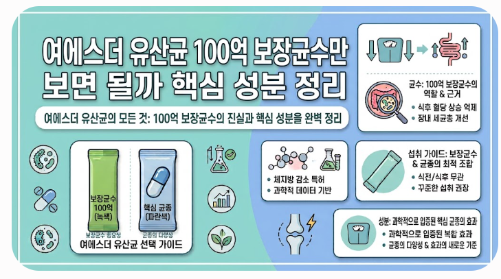 여에스더 유산균 100억 보장균수만 보면 될까 핵심 성분 정리