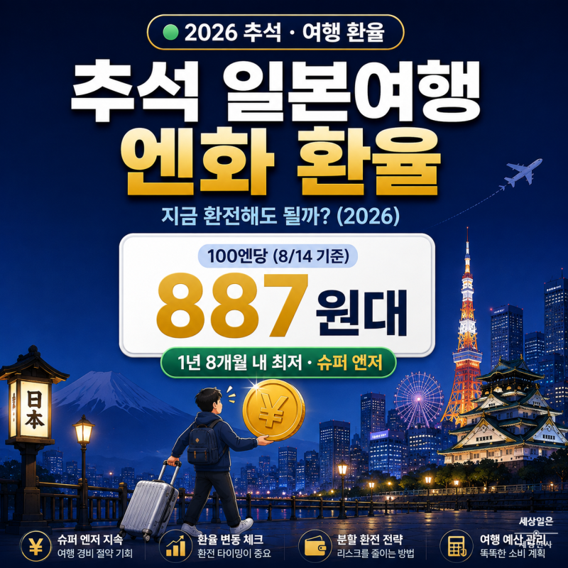 추석 일본여행 엔화 환율, 지금 환전해도 될까(2026)