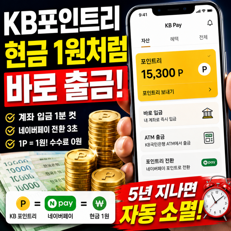 KB포인트리 현금전환 사용법 및 네이버페이 출금 총정리