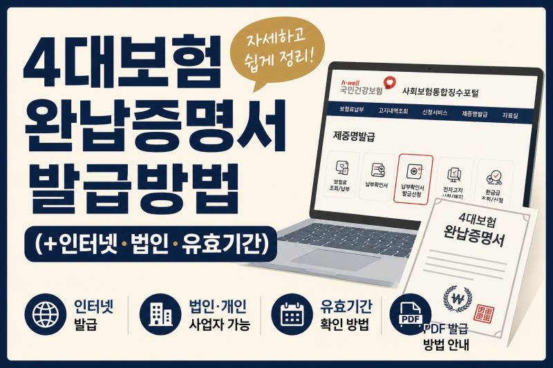4대보험 완납증명서 발급방법 자세하고 쉽게 정리 (+인터넷·법인·유효기간·발급안될때등 ....