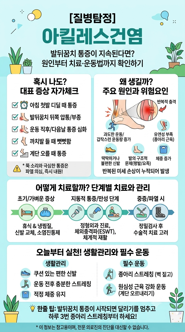 [질병탐정] 아킬레스건염 발뒤꿈치 통증이 지속된다면? 원인부터 치료·운동법까지 확인하기