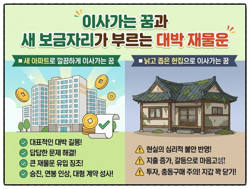이사가는꿈과 새 보금자리가 부르는 대박 재물운