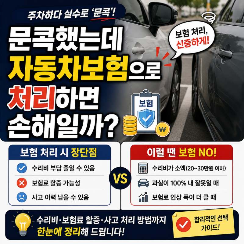 주차하다 문콕했는데 자동차보험 처리하면 오히려 손해일까? 보험료 할증 기준 총정리