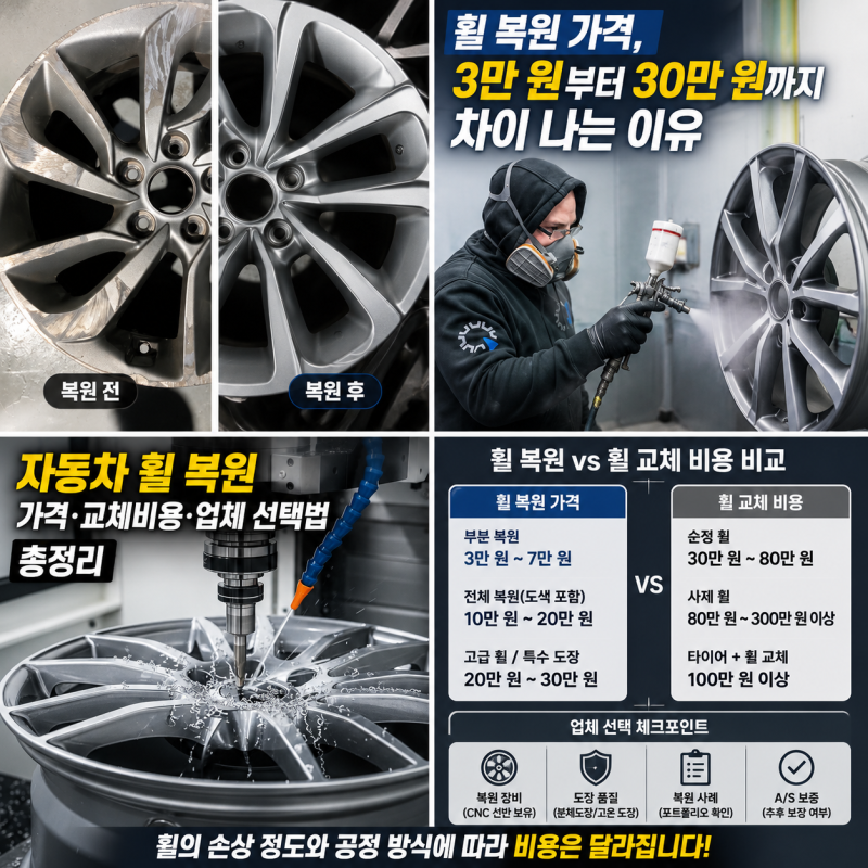 “휠 하나 긁혔는데 20만 원 넘게 나왔다고?” 자동차 휠 복원 가격·교체비용·업체 선택법 ....