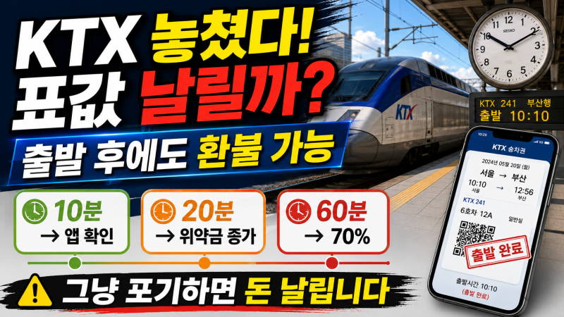 KTX 놓쳤을 때 표값 날릴까? 출발 후 환불방법·수수료 정리
