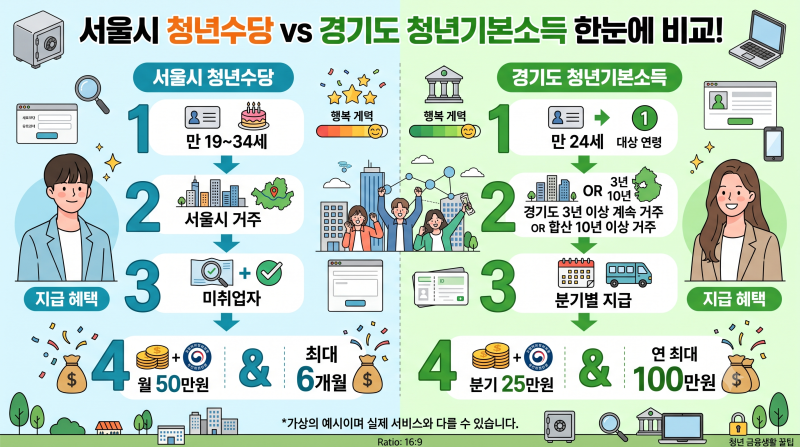 서울시 청년수당 및 경기도 청년기본소득 신청 조건 총정리
