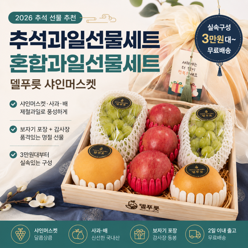 추석과일선물세트 추천, 델푸릇 샤인머스켓 혼합과일선물세트 가격·구성