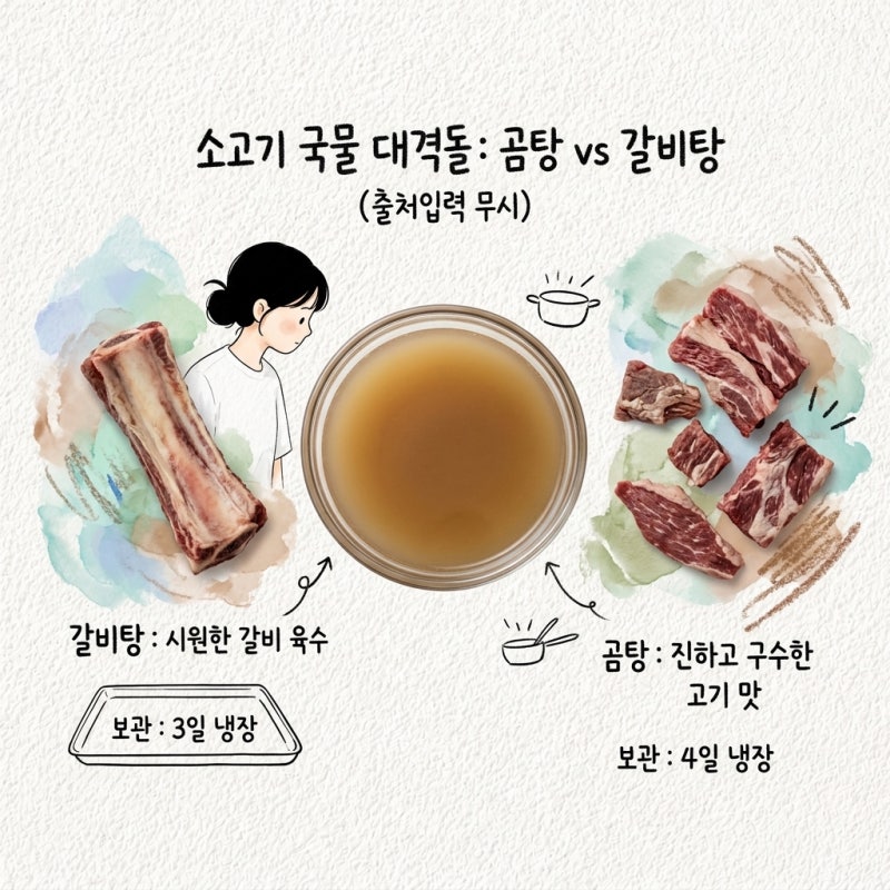 같은 소고기인데 부위가 다름 곰탕 갈비탕 끓이는법 보관법 차이 국물