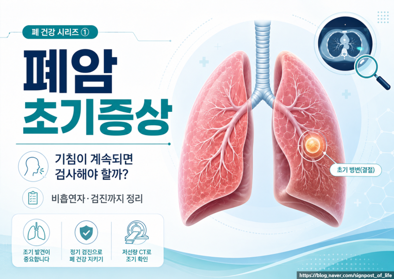 폐암시리즈 1편 폐암 초기증상, 기침이 계속되면 검사해야 할까? 비흡연자·검진까지 정리