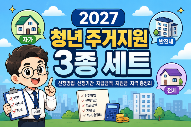 2027 청년 주거지원 3종 세트 신청방법·신청기간·지급금액·지원금·자격 총정리｜전세·반전....